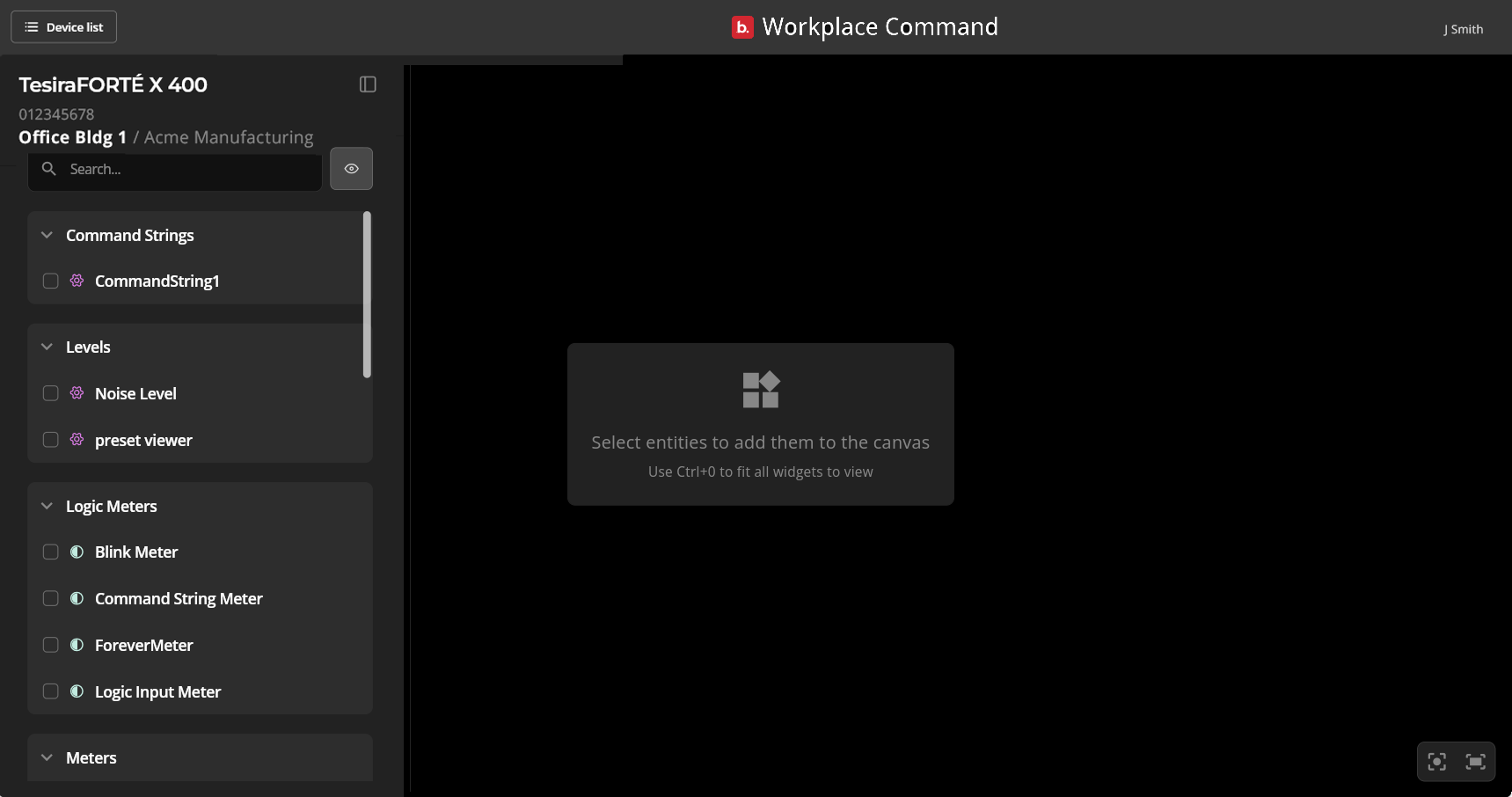 Workplace Command screen